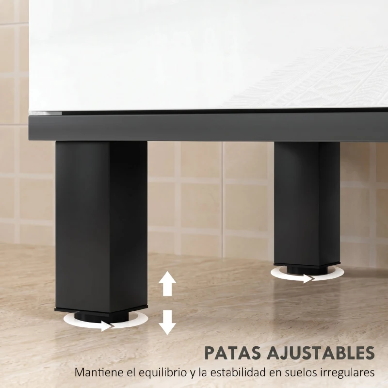 HOMCOM Mueble Bajo Lavabo con 2 Puertas y Estante Ajustable para Lavabo con o sin Pedestal 60x34x70 cm Blanco Brillo