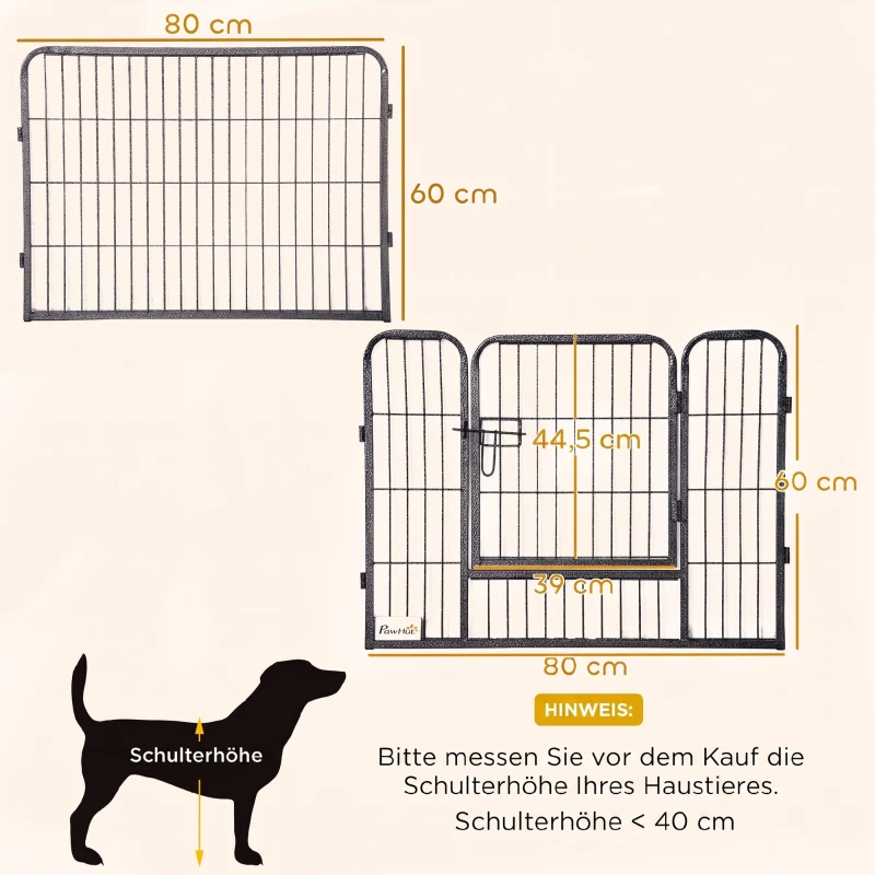 PawHut Welpenlaufstall 16-TLG Welpenauslauf mit 16 Gitterplatten Tür flexibel Schutzplane 60cm hoch Welpengitter Laufstall für Haustiere Hund Katze Welpe Laufgitter für drinnen und draußen