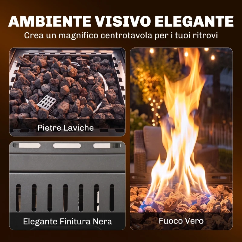 Outsunny Riscaldatore a Gas da Esterno 13 kW, Stufa a Gas Propano Portatile, Regolazione Continua Calore