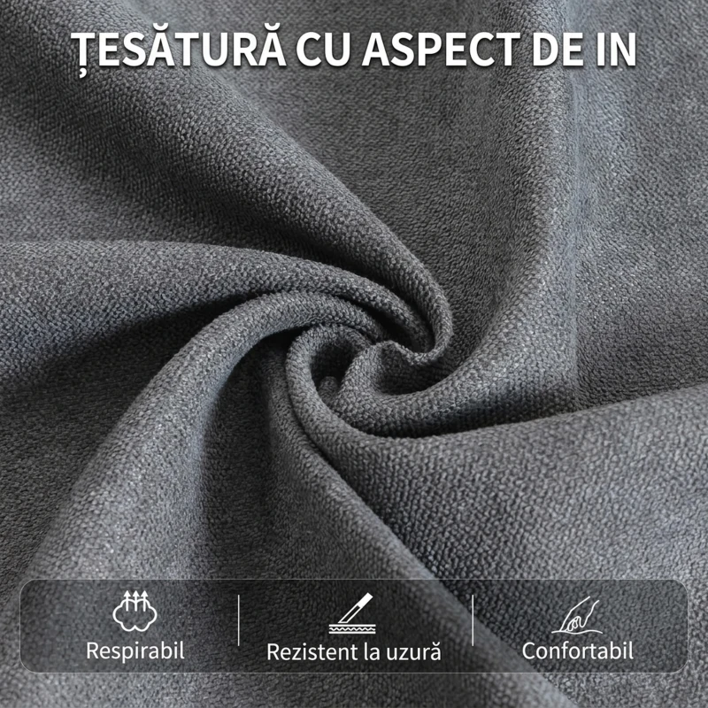 HOMCOM Fotoliu Reclinabil Manual din Material Tip In, cu Suport pentru Picioare și Cotiere Căptușite, Gri Închis
