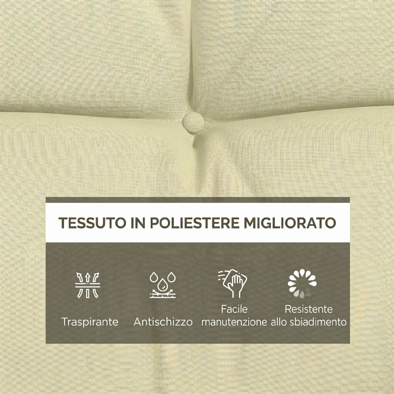 Outsunny Set 4 Pezzi Cuscini da Giardino, con Lacci di Fissaggio, Cuscini da Esterno per Schienale e Seduta, Crema