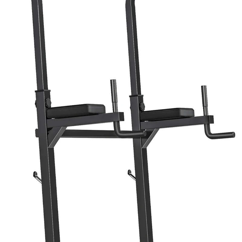 HOMCOM Postazione Pieghevole e Multiuso per Allenamento in Acciaio con Barra Trazioni e Sedia Romana, 92x178x200-236cm