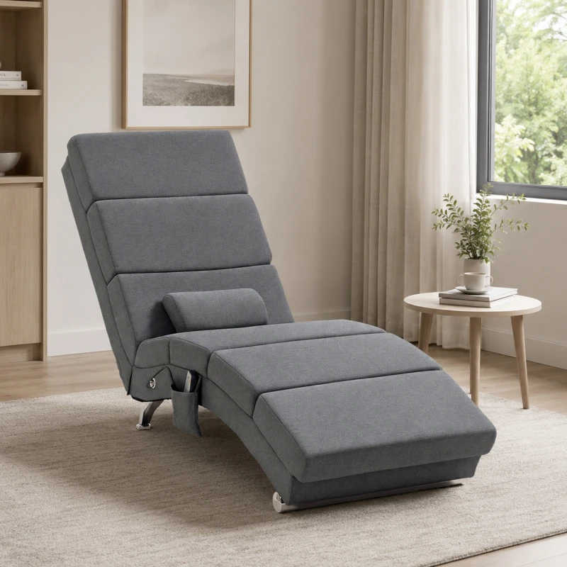 HOMCOM Sillón Relax Reclinable con 8 Puntos de Masaje y Calor Lumbar 5 Modos Mando y Bolsillo Lateral Gris Oscuro