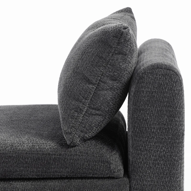 HOMCOM Banco de Almacenaje de Chenilla con Reposabrazos y Cojines Tapa Hidráulica Carga 220 kg 137x45x51 cm, Gris Oscuro