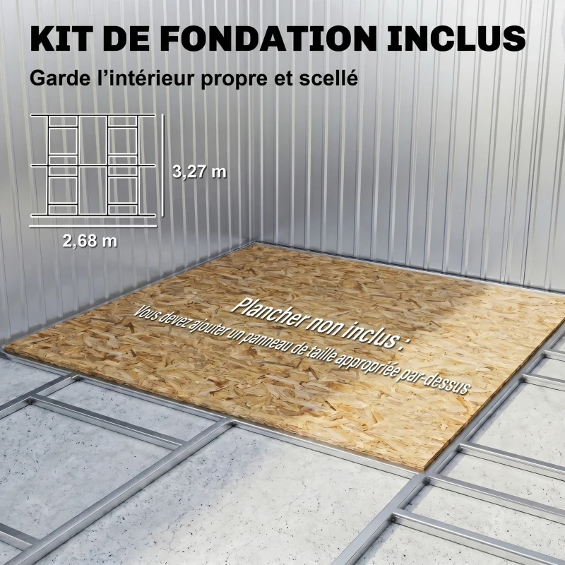 Outsunny Abri de Jardin 12,4 m², Kit de Fondation, Portes Coulissantes, Ventilations, Acier Galvanisé, 386x340x200cm, Gris Foncé