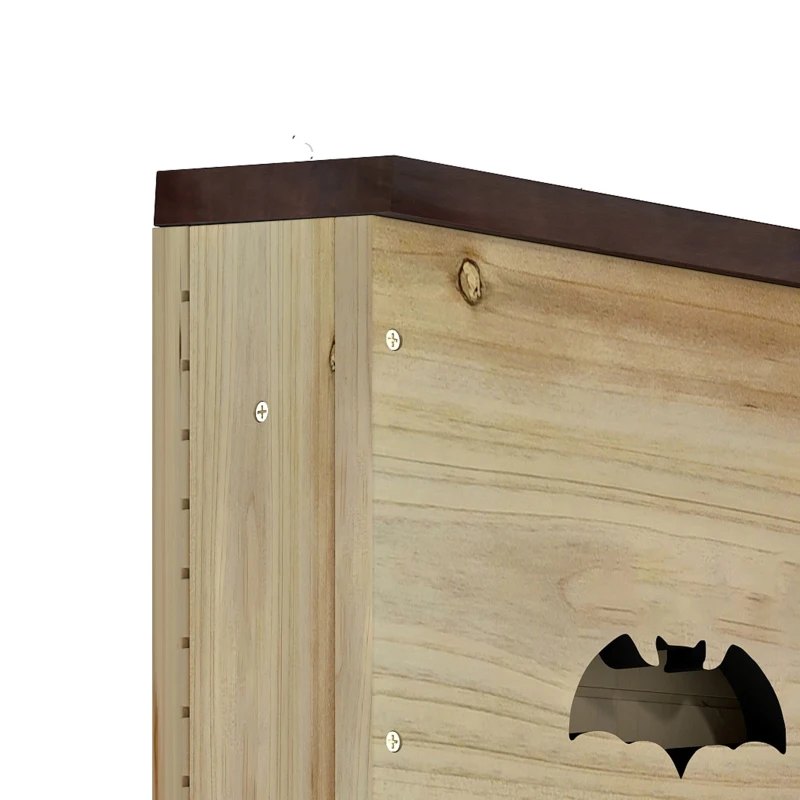 PawHut Pack de 3 Casas para Murciélagos de Madera con 2 Cámaras Plataforma de Aterrizaje Resistente a la Intemperie Natural