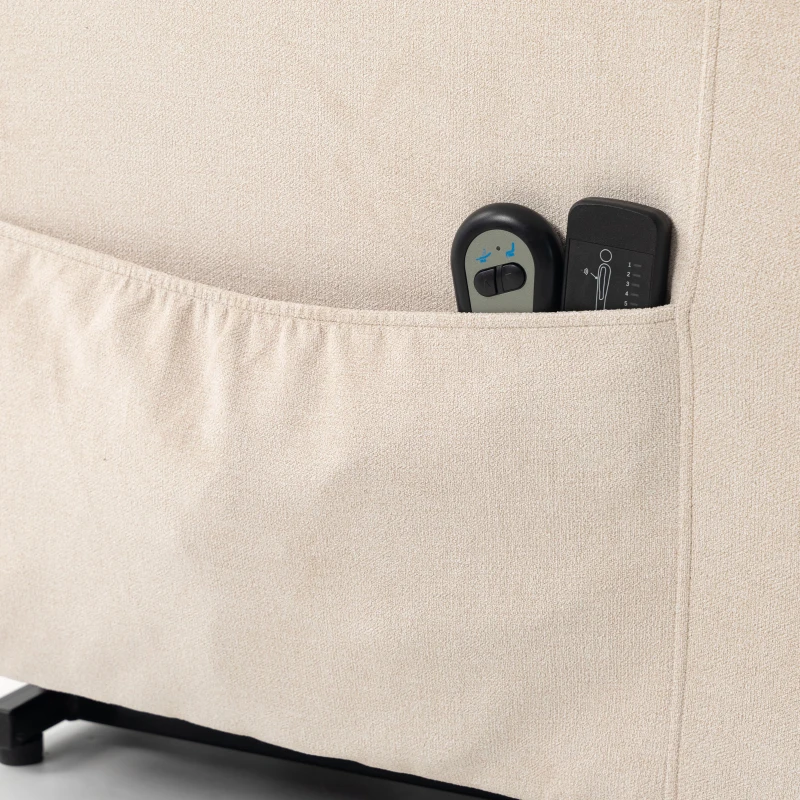 HOMCOM Poltrona Relax Reclinável Elétrica Elevatória com 2 Pontos de Massagem, Assento com Molas e Apoio para os Pés, Chenille Creme