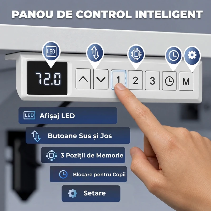 HOMCOM Birou electric reglabil pe înălțime, alb