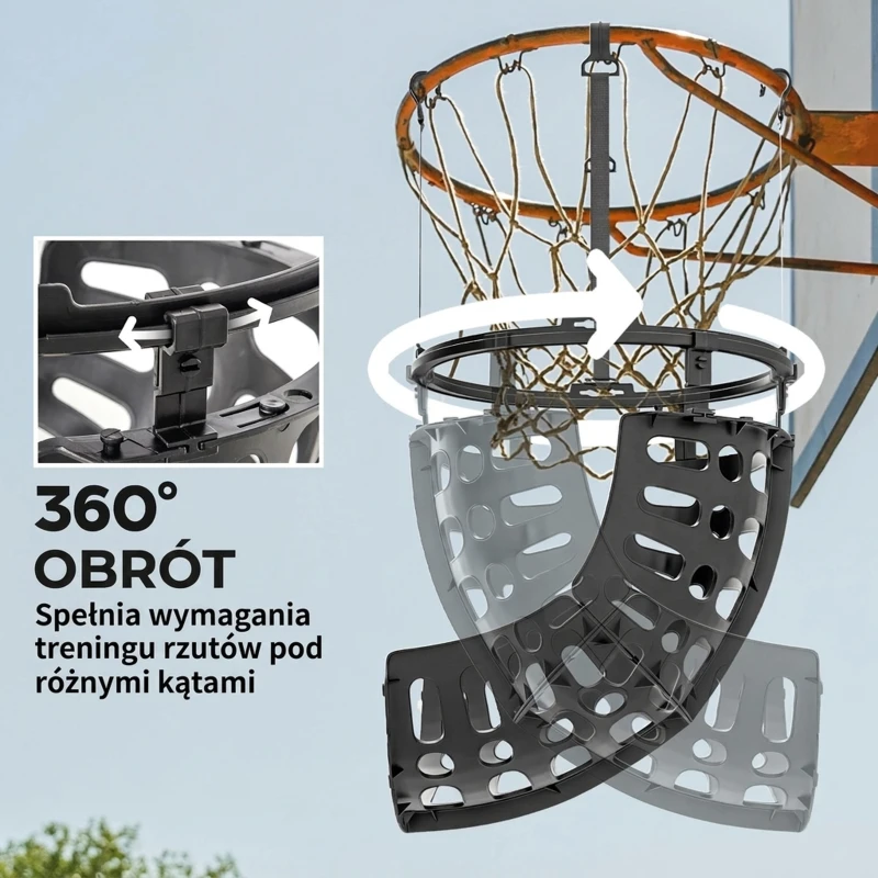 SPORTNOW Basketball Rebounder, Height Adjustable Basketball Hoop Ball Returner with 360° Rotatable Return Chute, Black