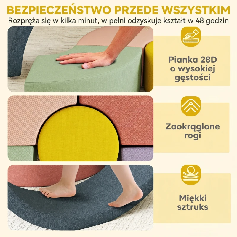 AIYAPLAY 7-częściowy Zestaw Miękkich Klocków dla Maluchów, Pianka, Zmywalny Pokrowiec z Kordu, Różne Kształty, Kolorowy