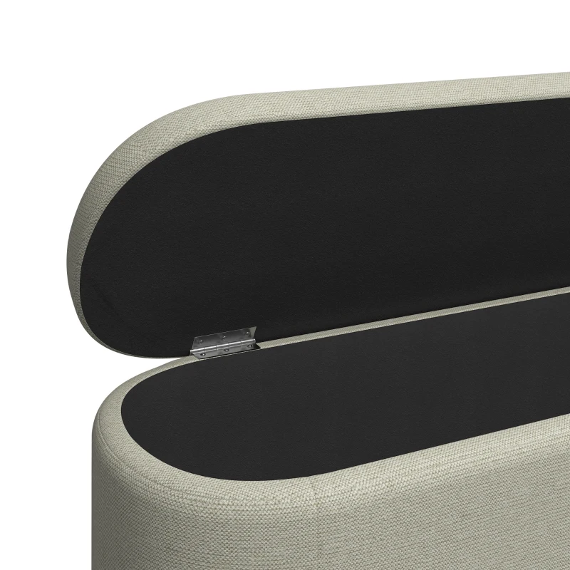 HOMCOM Banco de Almacenaje Puff Almacenaje Tapizado en Lino Tapa Cierre Suave Diseño Ovalado Carga 220 kg 116x42x44 cm Gris
