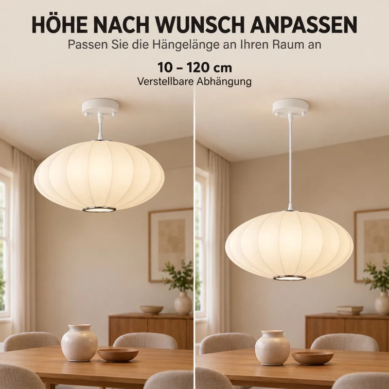 HOMCOM Pendelleuchte höhenverstellbare Hängelampe mit E27 Fassung in Weiß