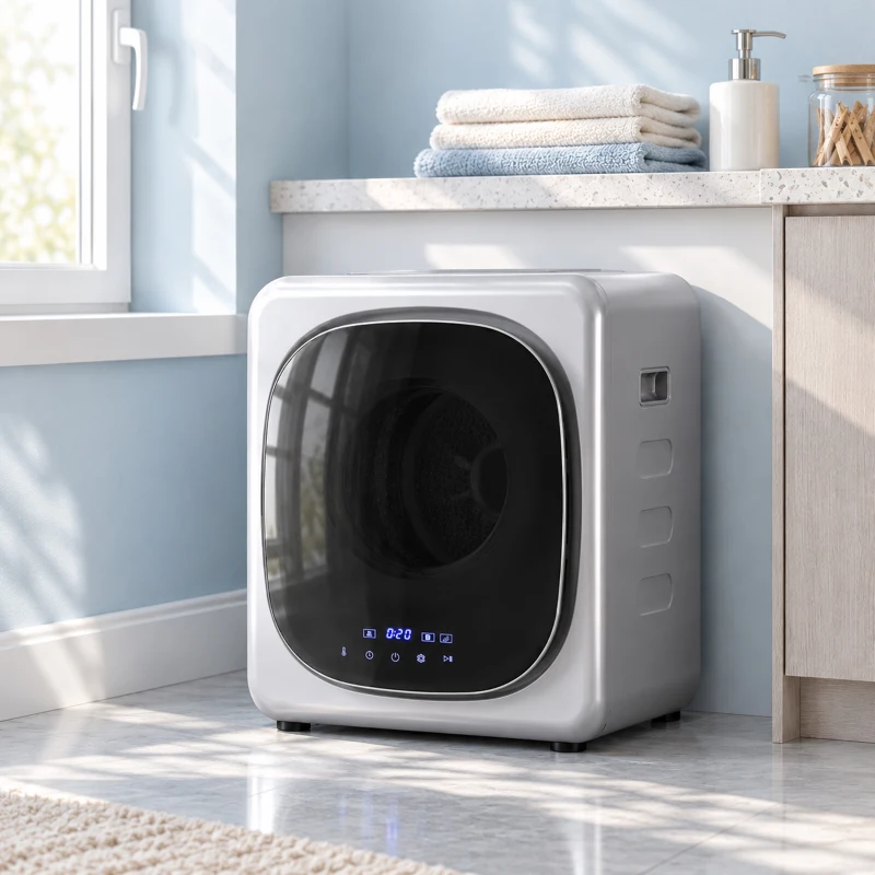 HOMCOM Ablufttrockner 2,5 kg mit Smart-Modus, 800 W Kompakttrockner mit Edelstahltrommel, Silber
