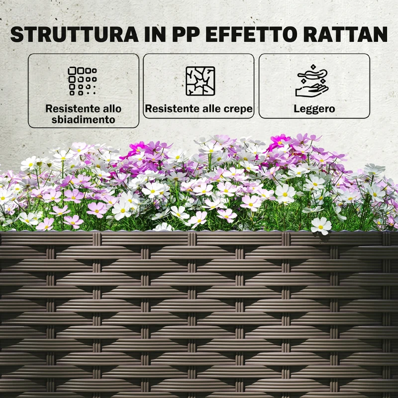 Outsunny Set 2 Orti Rialzati da Esterno con Grigliato, Sistema Irrigazione, Timer, Serbatoio d'Acqua 80x40x136cm Marrone