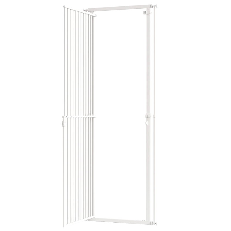 PawHut Barrière de Sécurité Chat Barrière Chien Extra-Haute 112-200cm Réglable Anti-Saut Double Sens Acier 70x200 cm Blanc
