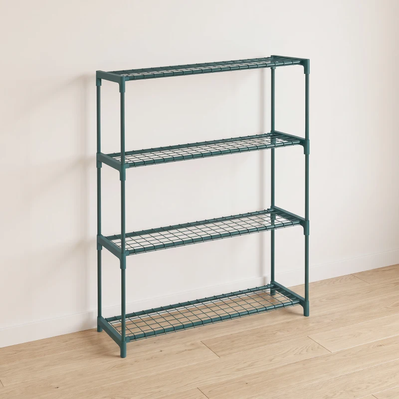 Outsunny Scaffale Porta Piante a 4 Livelli da Esterno e Interno in Acciaio, 89x28x107cm, Verde