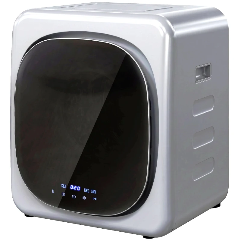 HOMCOM Ablufttrockner 2,5 kg mit Smart-Modus, 800 W Kompakttrockner mit Edelstahltrommel, Silber