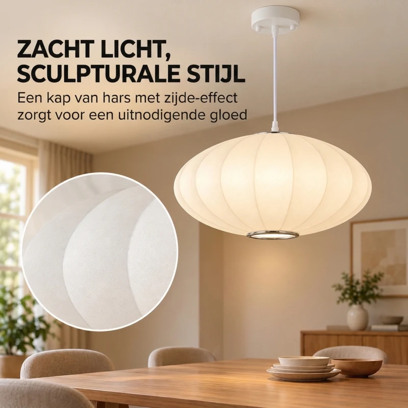 HOMCOM In hoogte verstelbare hanglamp met E14-fitting in wit en goud