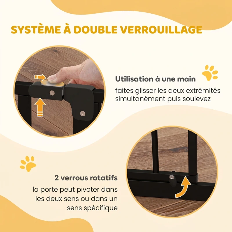 PawHut Barrière de sécurité barrière pour animal domestique longueur réglable dim. 115L x 76H cm noir