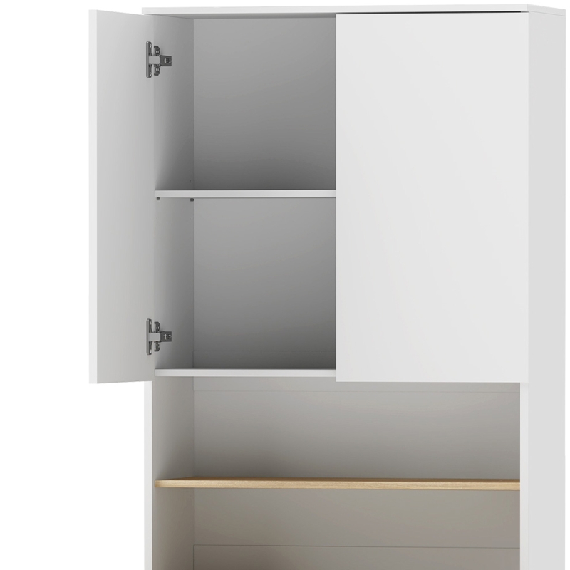 HOMCOM Wasmachinekast met verstelbare legplank en 2 deuren, wit/eiken