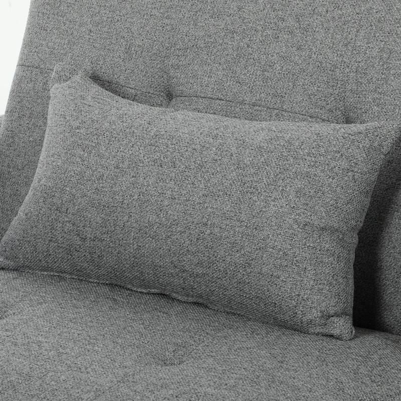 HOMCOM Divano Letto 2 Posti 3 in 1 in Lino con 2 Cuscini, Estraibile Clic Clac Reclinabile, Seduta Imbottita, Grigio