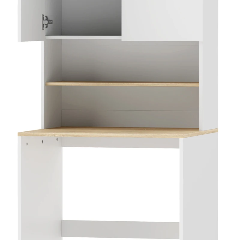 HOMCOM Wasmachinekast met verstelbare legplank en 2 deuren, wit/eiken