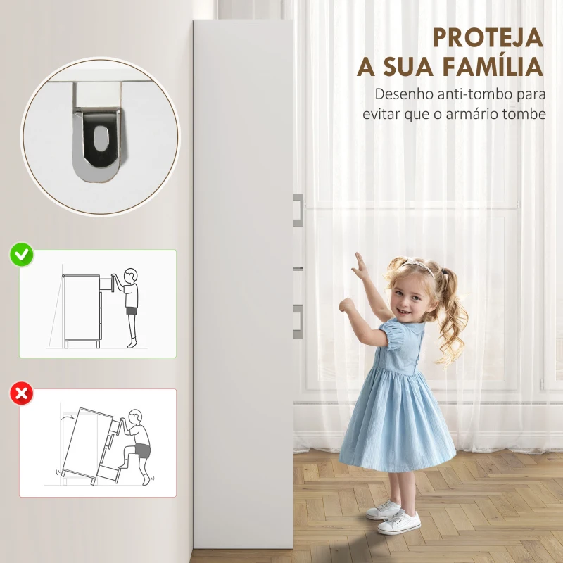 HOMCOM Armário de Cozinha com 4 Portas 1 Gaveta e Prateleiras Ajustáveis Anti-Tombo Armário de Cozinha Moderno 70,8x34x180 cm Branco
