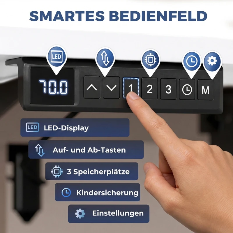 HOMCOM Schreibtischgestell ergonomisch höhenverstellbar Tischgestell elektrisch Stahl Schwarz