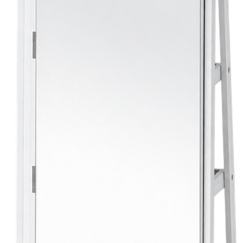 HOMCOM Espelho de Pé Giratório 360° com Espelho com Interior Iluminado Organizador de Jóias com Prateleiras e Gavetas 56x56x164 cm Branco