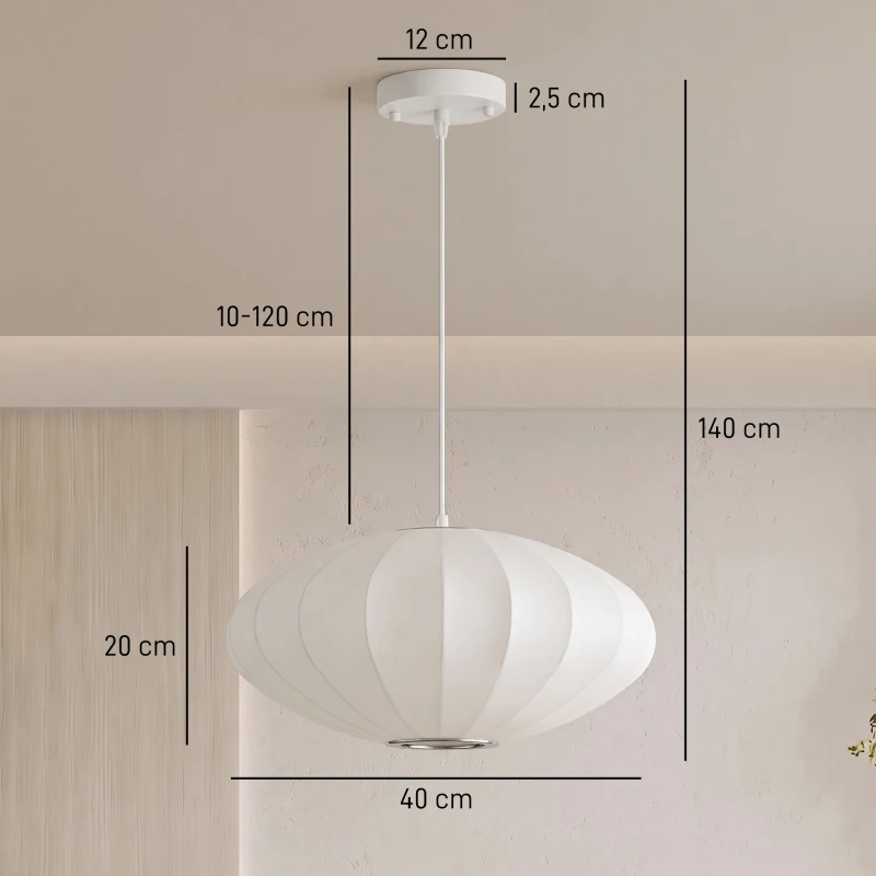 HOMCOM In hoogte verstelbare hanglamp met E14-fitting in wit en goud