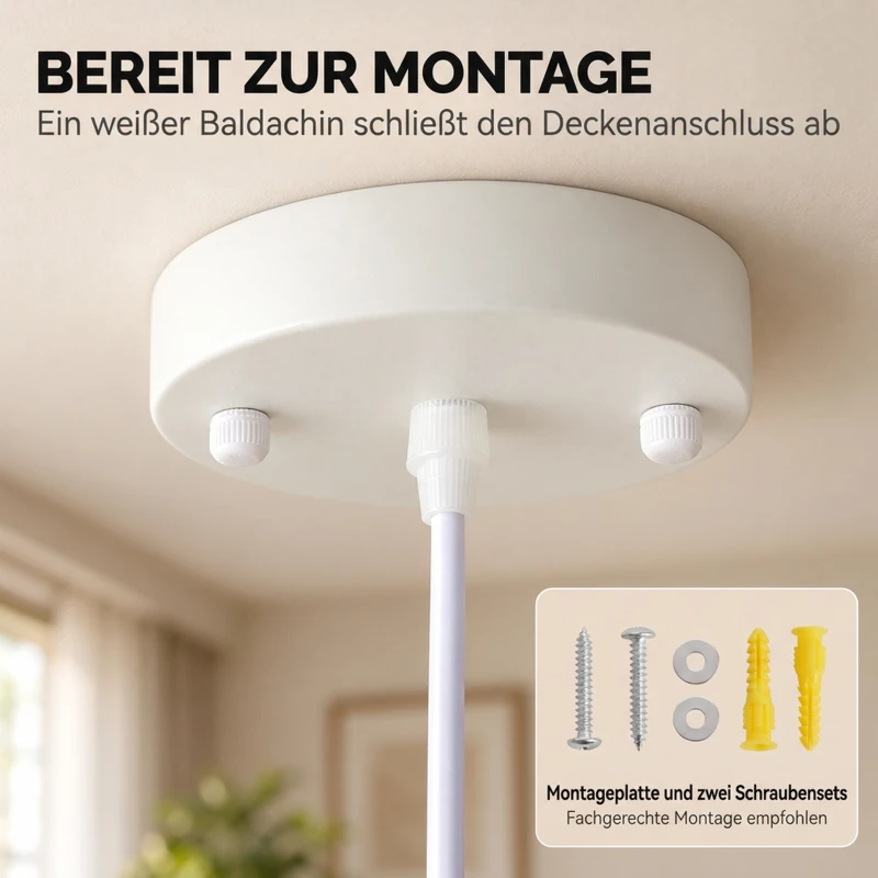 HOMCOM Pendelleuchte höhenverstellbare Hängelampe mit E27 Fassung in Weiß