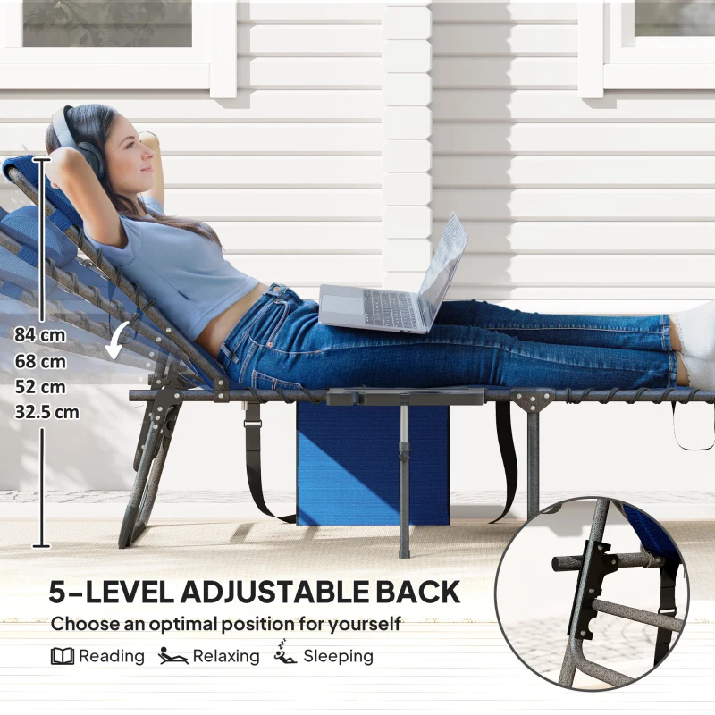 Outsunny 4-Position Reclining Sun Lounger - Dark Blue