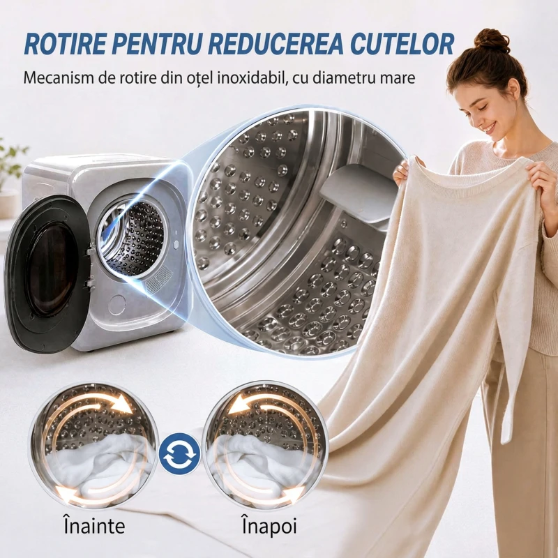 HOMCOM Uscător de Rufe cu Capacitate de 2.5kg, cu Temporizator, Încărcare Frontală, Argintiu