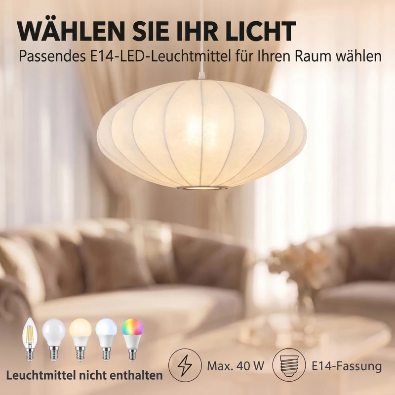 HOMCOM Pendelleuchte höhenverstellbare Hängelampe mit E27 Fassung in Weiß