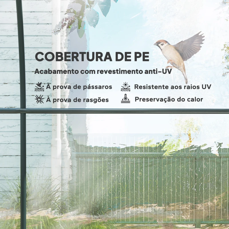 Outsunny Estufa Tipo Túnel  3x2x2 m com Porta Enrolável 2 Janelas  Anti-UV para Cultivos Plantas Flores Transparente