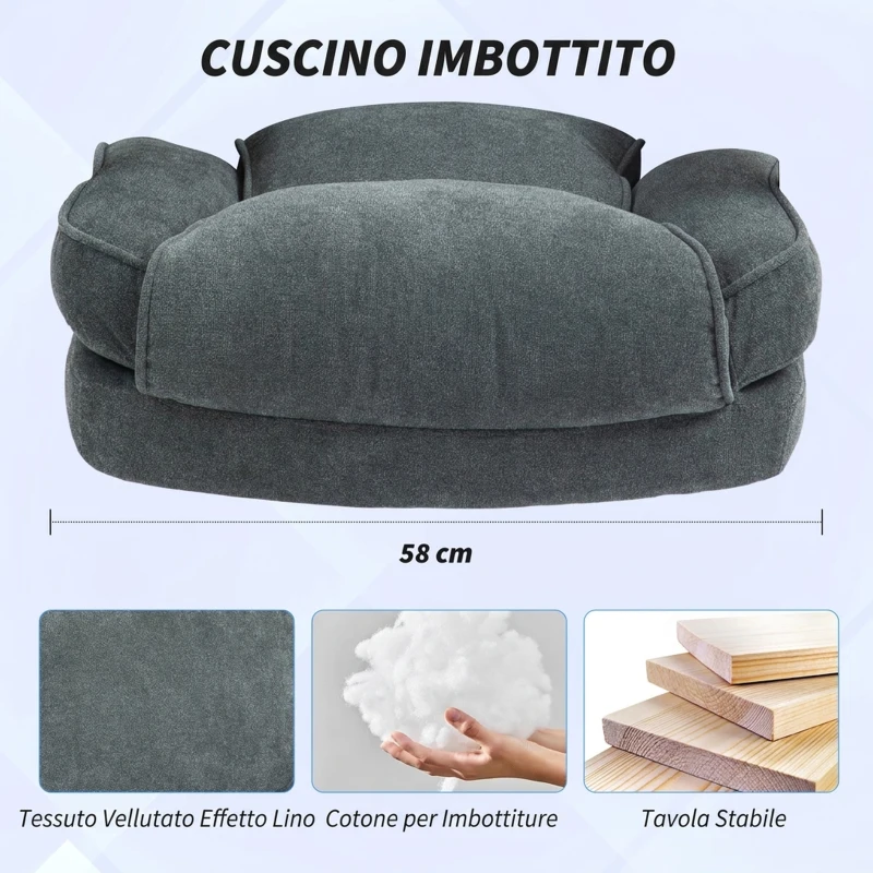 HOMCOM Sedia da Ufficio Rinforzata Capacità 200kg, Girevole e Inclinabile in Tessuto Vellutato, Grigio