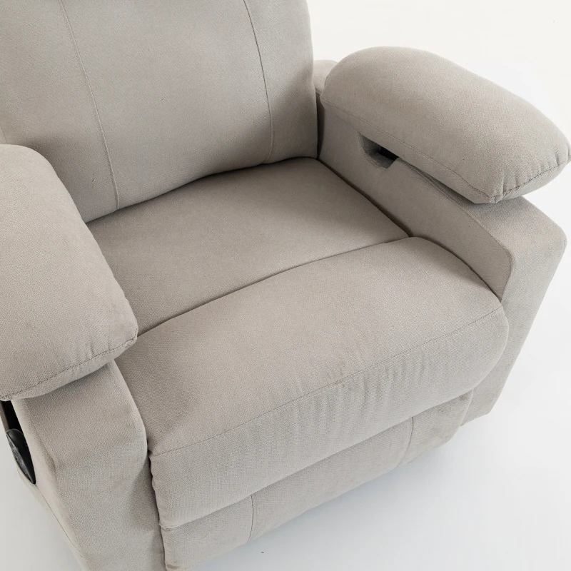 HOMCOM Elektrische Relaxfauteuil met Massage en Verwarming, 270° Draaibaar en Schommelend, 3D-armleuningen, Verstelbare Hoofdsteun, USB-C/USB, Lichtgrijs