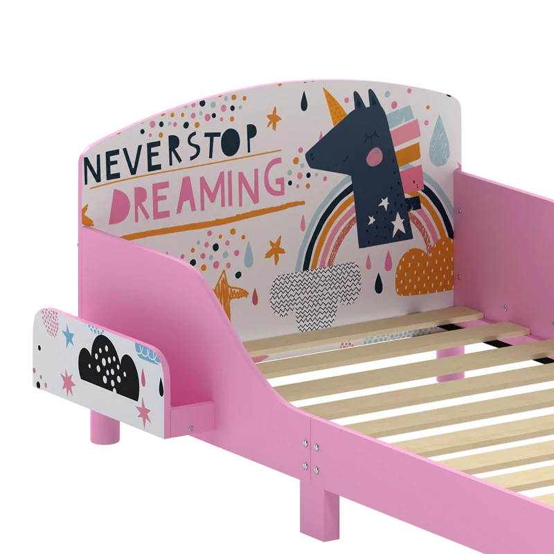 AIYAPLAY Cama Infantil con Almacenaje 70x140 cm Cama Montessori con Barandillas Tema de Superniña 3-8 Años Rosa