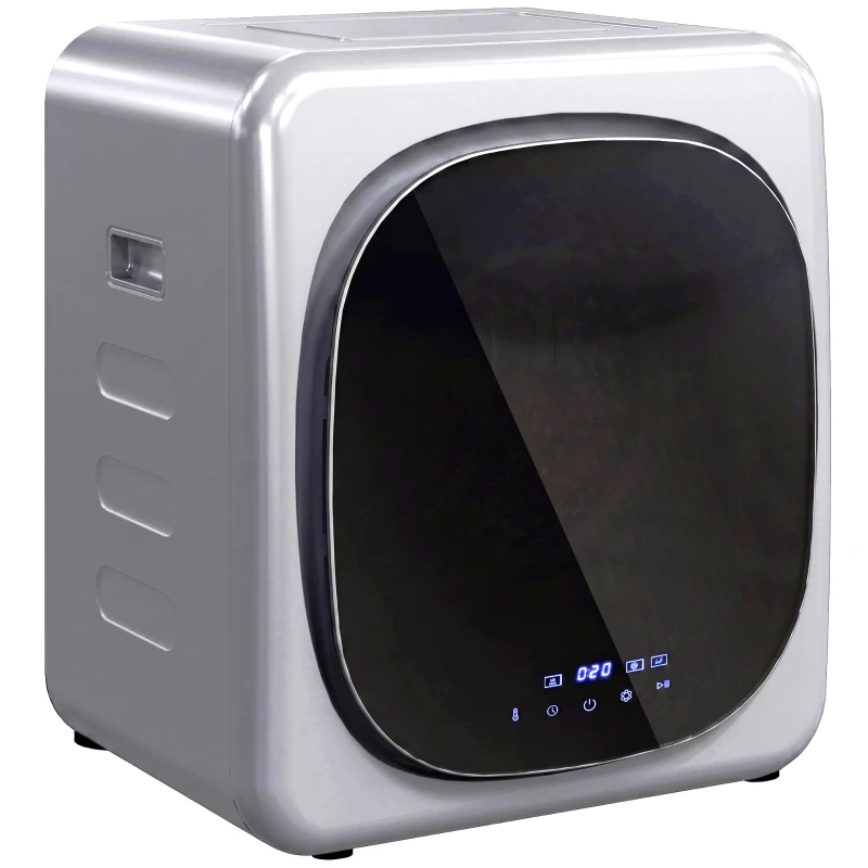 HOMCOM Ablufttrockner 2,5 kg mit Smart-Modus, 800 W Kompakttrockner mit Edelstahltrommel, Silber