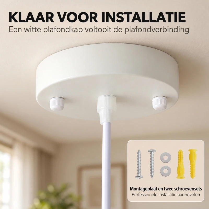 HOMCOM In hoogte verstelbare hanglamp met E14-fitting in wit en goud