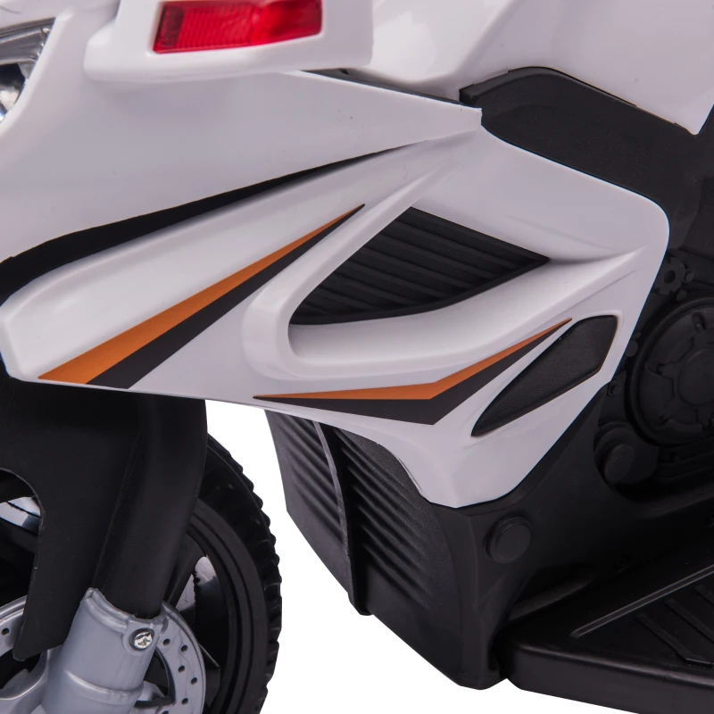HOMCOM Kinder Polizei Elektromotorrad Polizeimotorrad Elektroauto Kinderwagen für 18 bis 36 Monaten mit 2 Scheinwerfer Polizeilichter Elektroquad Weiß+Schwarz 69 x 39 x 43 cm