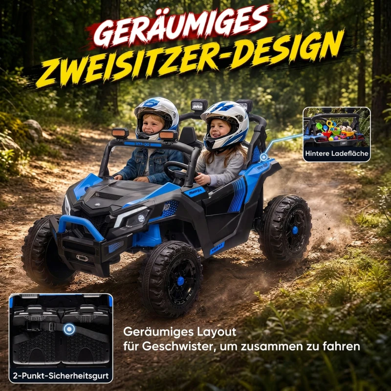 AIYAPLAY Kinder Elektroauto 24V 2 Sitzer Kinderauto UTV mit Lithium-Akku 2,4 GHz Fernbedienung 2 x 120W Motoren Softstart