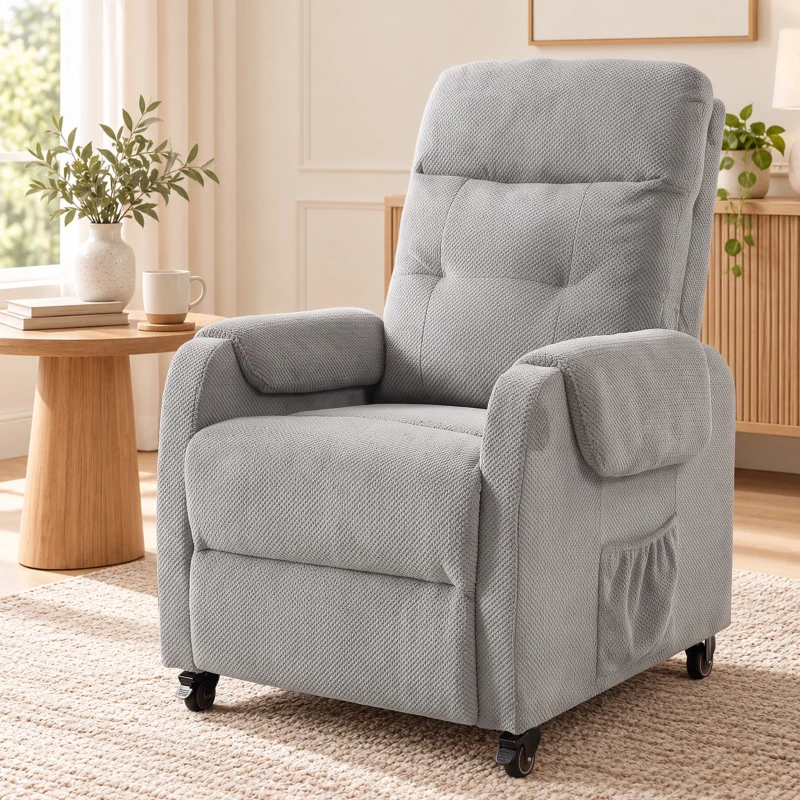 HOMCOM Fotoliu relax cu funcție de rotație 360° & funcție push-back de înclinare, fotoliu TV cu suport pentru picioare până la 150 kg, gri