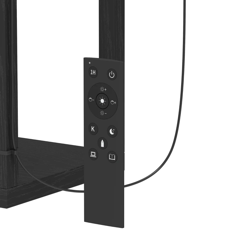 HOMCOM Vloerlamp met Planken, Moderne Dimbare Staande Lamp met Stoffen Kap, Instelbare Kleurtemperatuur, Zwart