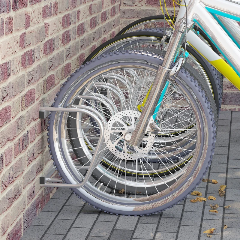 HOMCOM Rastrelliera Portabiciclette Parcheggio per 5 Biciclette in Acciaio, 145×33×27 cm, Argento