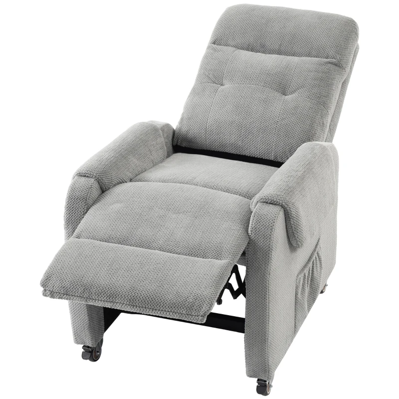 HOMCOM Fotoliu relax cu funcție de rotație 360° & funcție push-back de înclinare, fotoliu TV cu suport pentru picioare până la 150 kg, gri