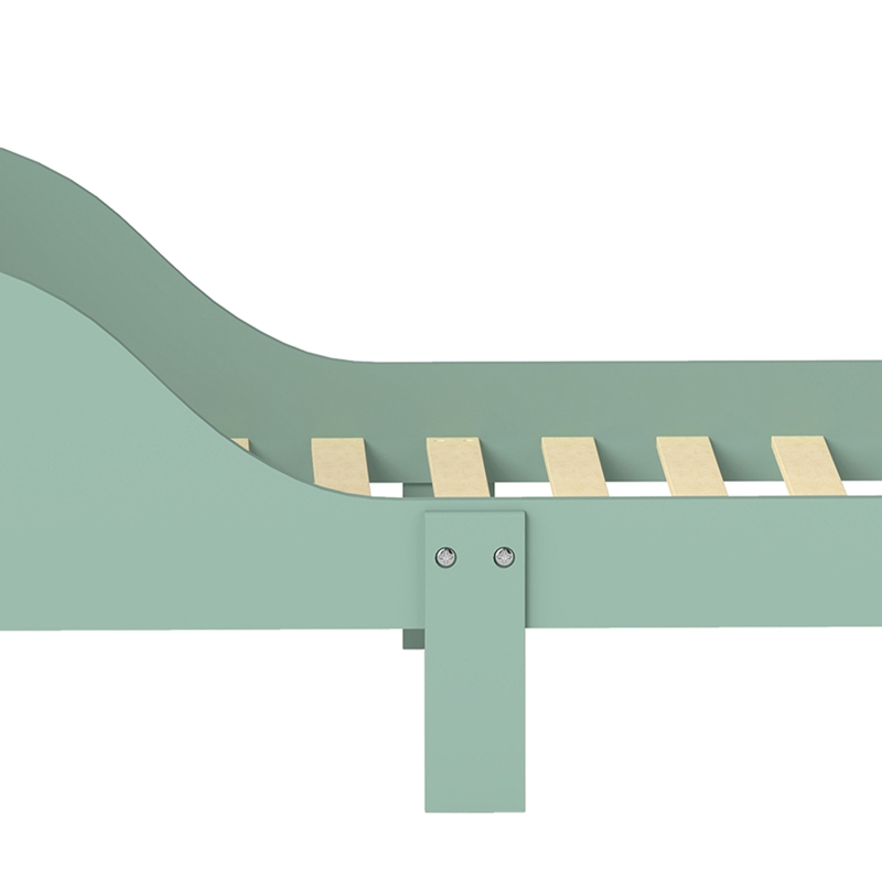 ZONEKIZ Cama para Niños 143x77x60 cm Cama Infantil de 3-6 Años con Barreras de Protección y Estampados Carga Máx. 40 kg Verde