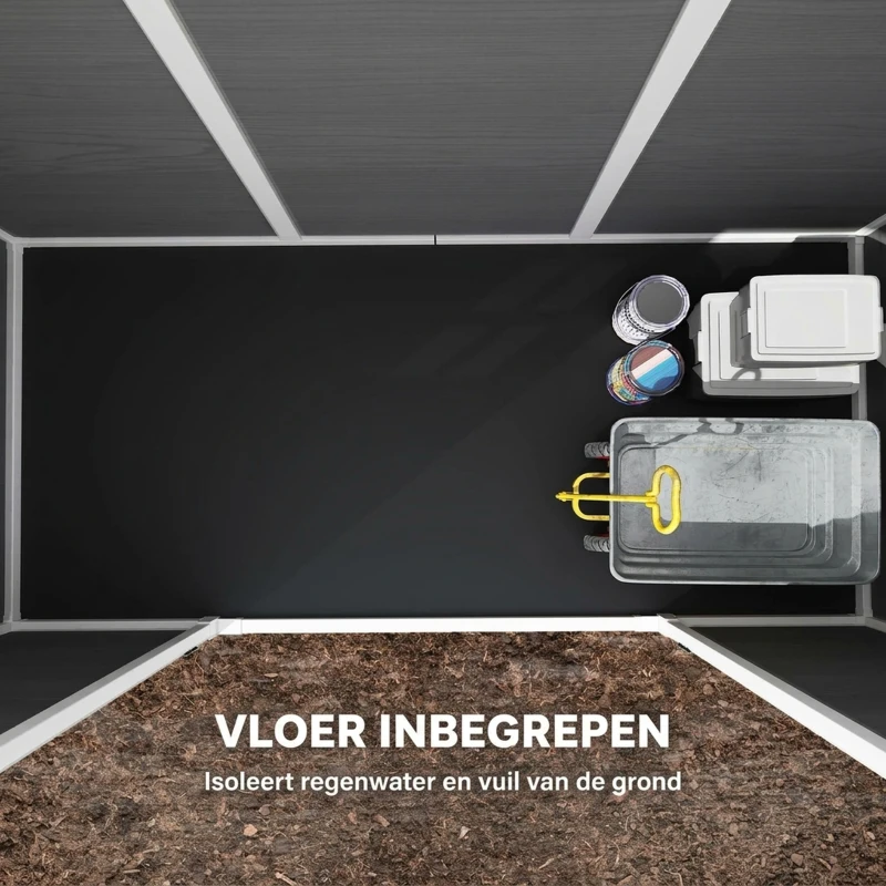 Outsunny Tuinhuisje 3,2m², Opslagschuur met Lessenaarsdak, 303x123x197cm met Ramen Afsluitbaar Deur Ventilatieopening Bodem