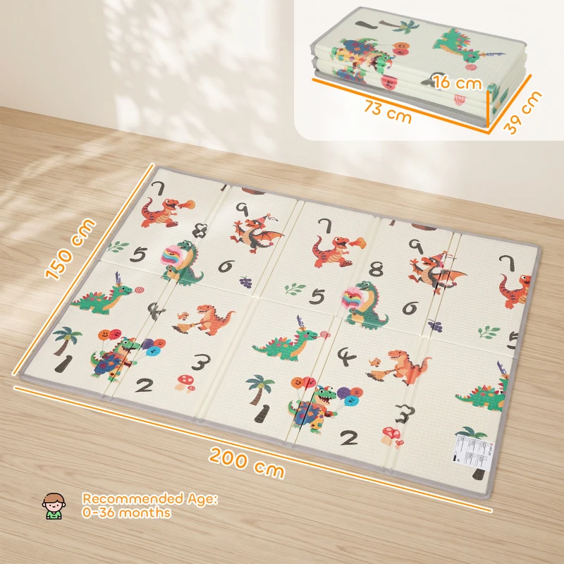 AIYAPLAY Esterilla para Gatear Plegable Reversible Alfombra de Juego para Bebé con Motivo de Animales 200 x 150 cm antideslizante impermeable para niños 0-3 años