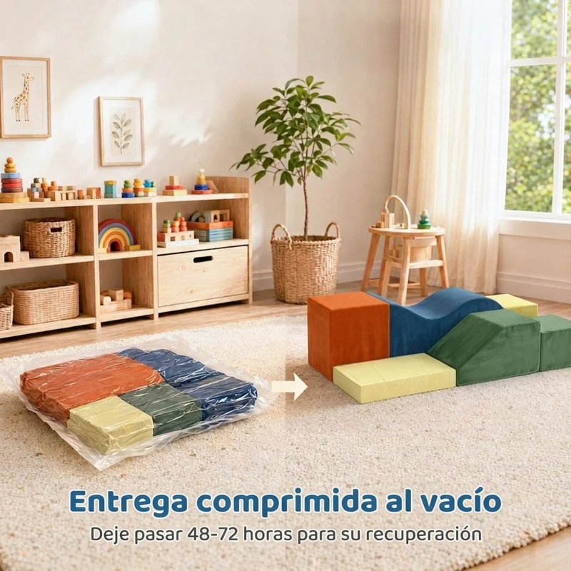 AIYAPLAY Juego de 6 Bloques de Espuma para Niños Bloques de Psicomotricidad Infantil con Base Antideslizante +1 Años